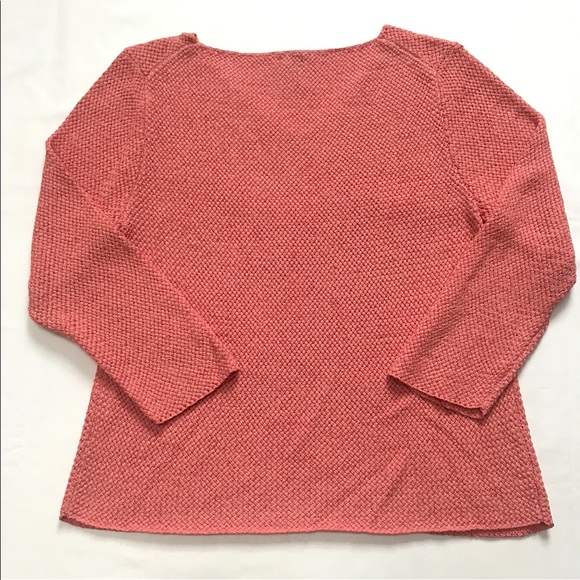 EILEEN FISHER Womens Silk/Nylon Blend 3/4 Sleeve Weave Textured Sweater Top sz M - Picture 7 of 10